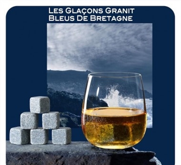 Whiskystenen blauw graniet uit Bretagne 6st