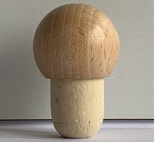T-kurk met  houten bolle kop
