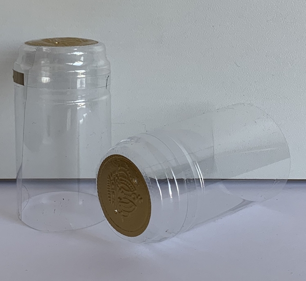 Krimpcapsules transparant met gouden deksel 100st
