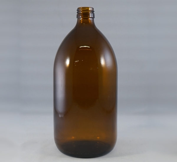 Fles 1L bruin glas zonder dop (28mm)