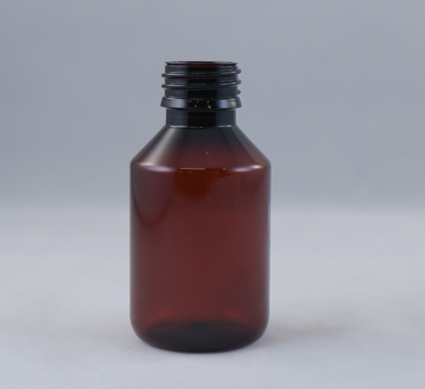 Fles pet bruin 100ml zonder dop (28mm)